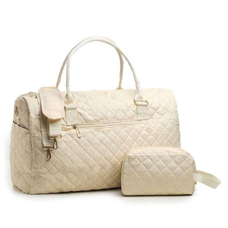 LovelyRLovely LovelyRLovely Women's Quilted Travel Bag Beige LovelyRLovely Women's Quilted Travel Baggage