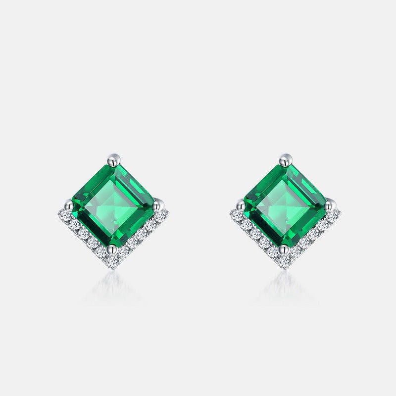 LovelyRLovely LovelyRLovely Women's Retro S925 Silver Green / 925 Silver LovelyRLovely Women's Retro S925 Silver Emerald Studs