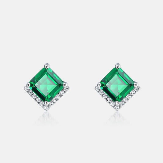 LovelyRLovely LovelyRLovely Women's Retro S925 Silver Green / 925 Silver LovelyRLovely Women's Retro S925 Silver Emerald Studs