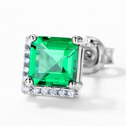 LovelyRLovely LovelyRLovely Women's Retro S925 Silver Green / 925 Silver LovelyRLovely Women's Retro S925 Silver Emerald Studs