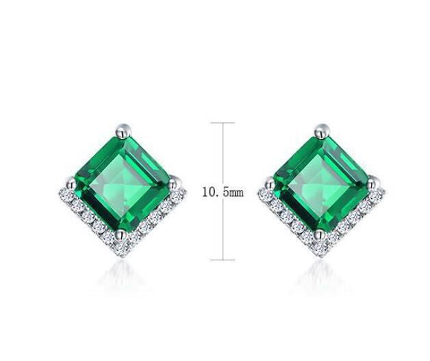 LovelyRLovely LovelyRLovely Women's Retro S925 Silver Green / 925 Silver LovelyRLovely Women's Retro S925 Silver Emerald Studs