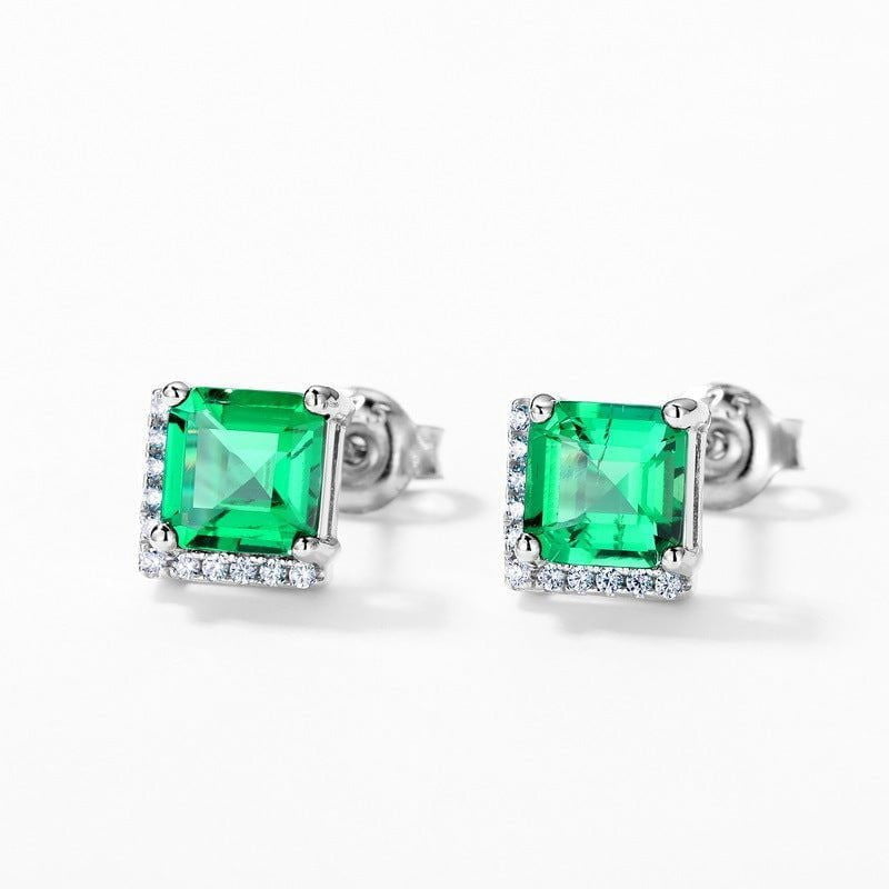 LovelyRLovely LovelyRLovely Women's Retro S925 Silver Green / 925 Silver LovelyRLovely Women's Retro S925 Silver Emerald Studs