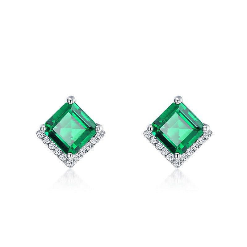 LovelyRLovely LovelyRLovely Women's Retro S925 Silver Green / 925 Silver LovelyRLovely Women's Retro S925 Silver Emerald Studs