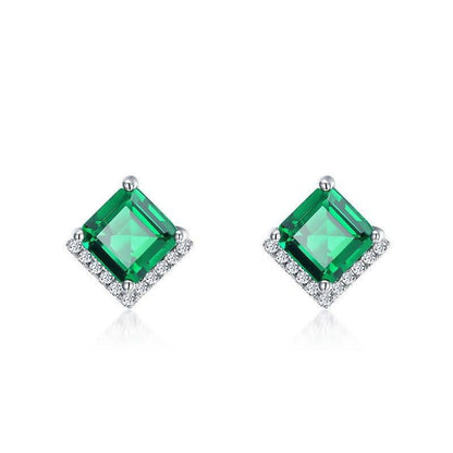 LovelyRLovely LovelyRLovely Women's Retro S925 Silver Green / 925 Silver LovelyRLovely Women's Retro S925 Silver Emerald Studs