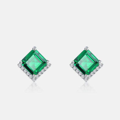 LovelyRLovely LovelyRLovely Women's Retro S925 Silver Green / 925 Silver LovelyRLovely Women's Retro S925 Silver Emerald Studs