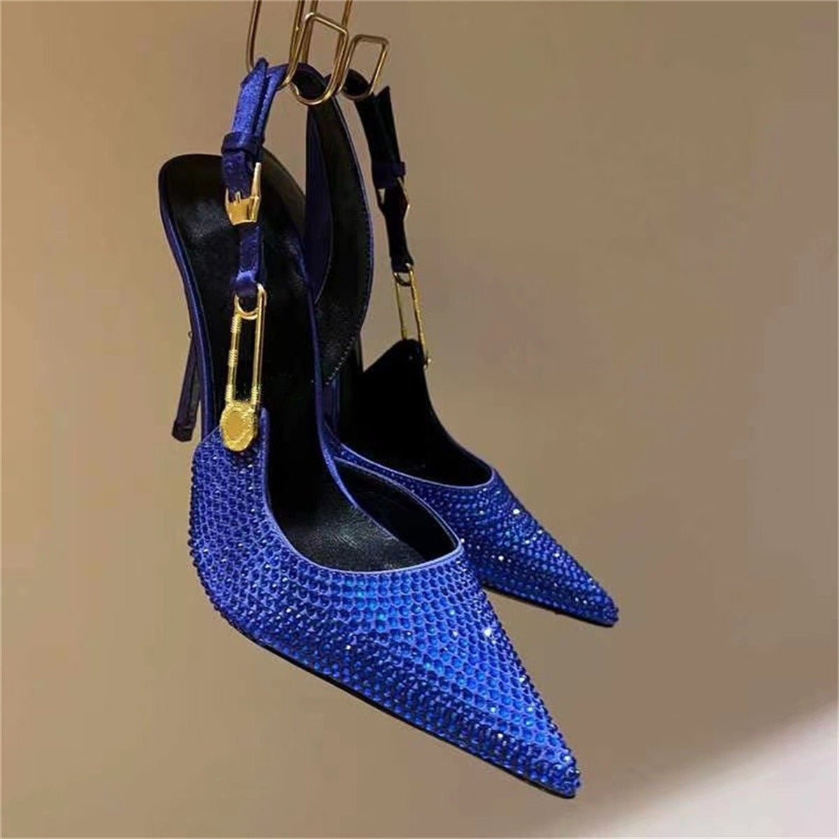 LovelyRLovely LovelyRLovely Women's Rhinestone Pointed LovelyRLovely Women's Rhinestone Pointed Toe Strap High Heels