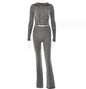 LovelyRLovely LovelyRLovely Women's Sexy Long Sleeve S Grey suit / L LovelyRLovely Women's Sexy Long Sleeve Sweater And High Waist Pants Set