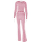 LovelyRLovely LovelyRLovely Women's Sexy Long Sleeve S Pink suit / L LovelyRLovely Women's Sexy Long Sleeve Sweater And High Waist Pants Set