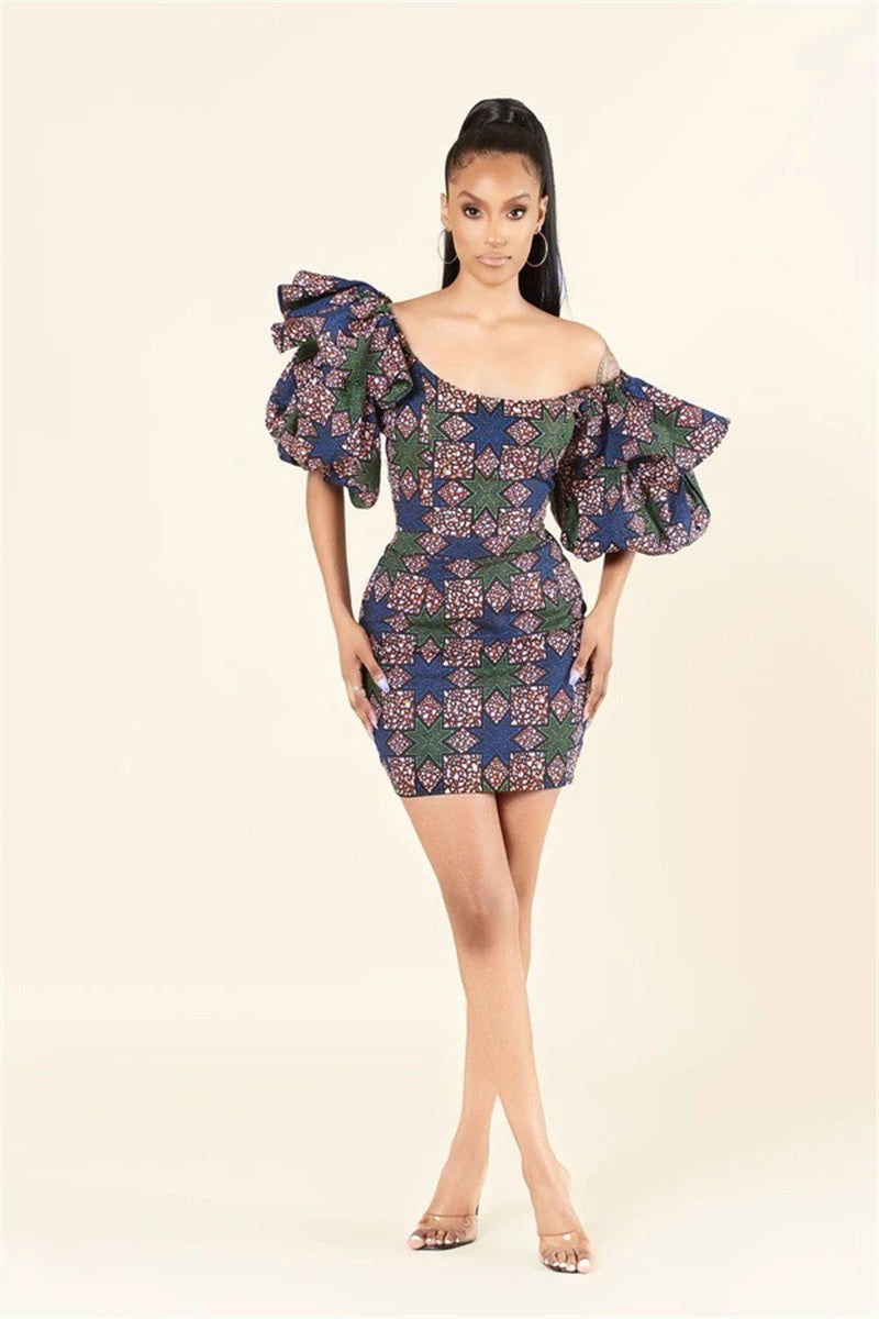 LovelyRLovely LovelyRLovely Women's Sexy Lotus Leaf La LovelyRLovely Women's Sexy Lotus Leaf Lantern Sleeve Dress