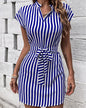 LovelyRLovely LovelyRLovely Women's Sleeveless Stripe Blue / L LovelyRLovely  Women's Sleeveless Striped Lace-up Dress