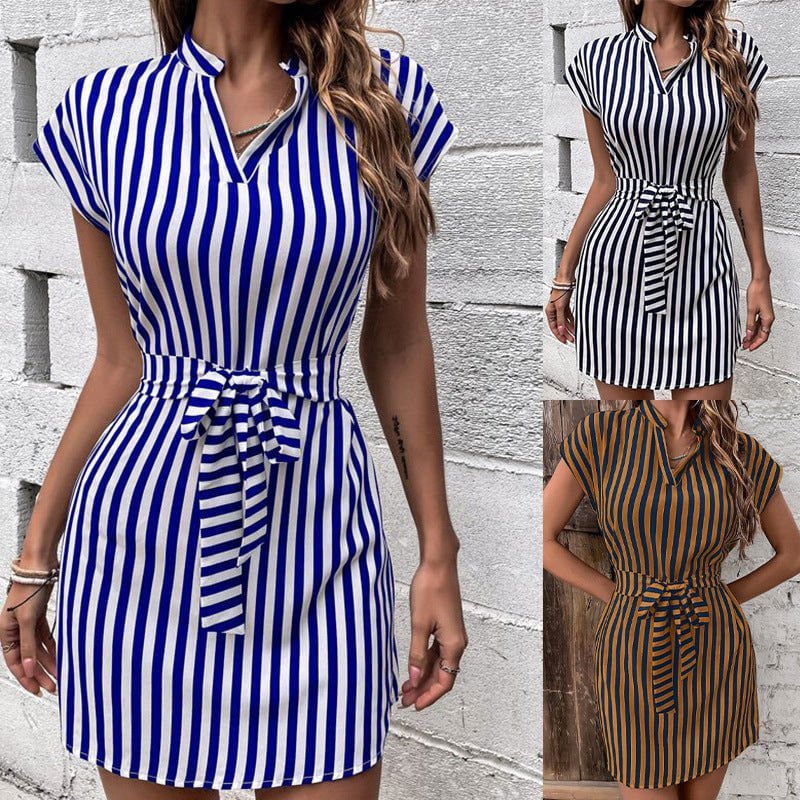 LovelyRLovely LovelyRLovely Women's Sleeveless Stripe LovelyRLovely  Women's Sleeveless Striped Lace-up Dress