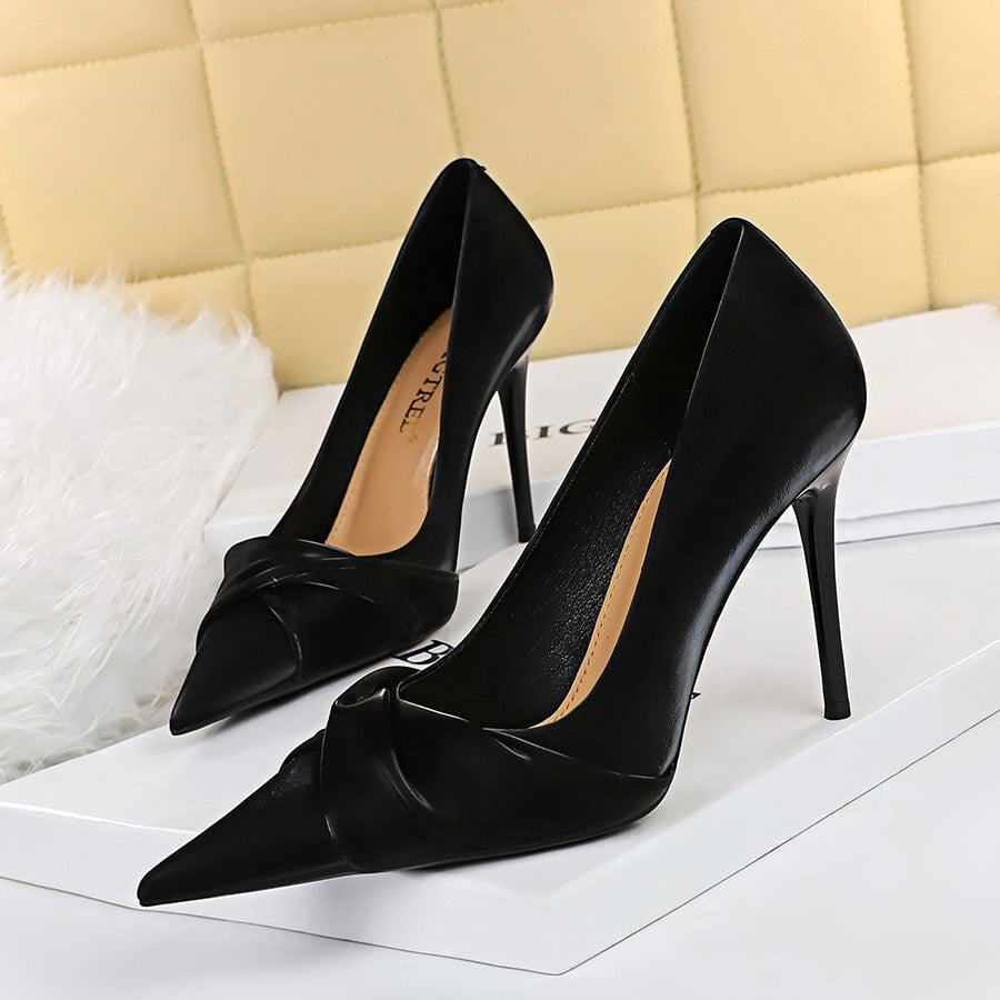 LovelyRLovely LovelyRLovely Women's Slim Pointed Bow H Black / 34 LovelyRLovely Women's Slim Pointed Bow High Heels