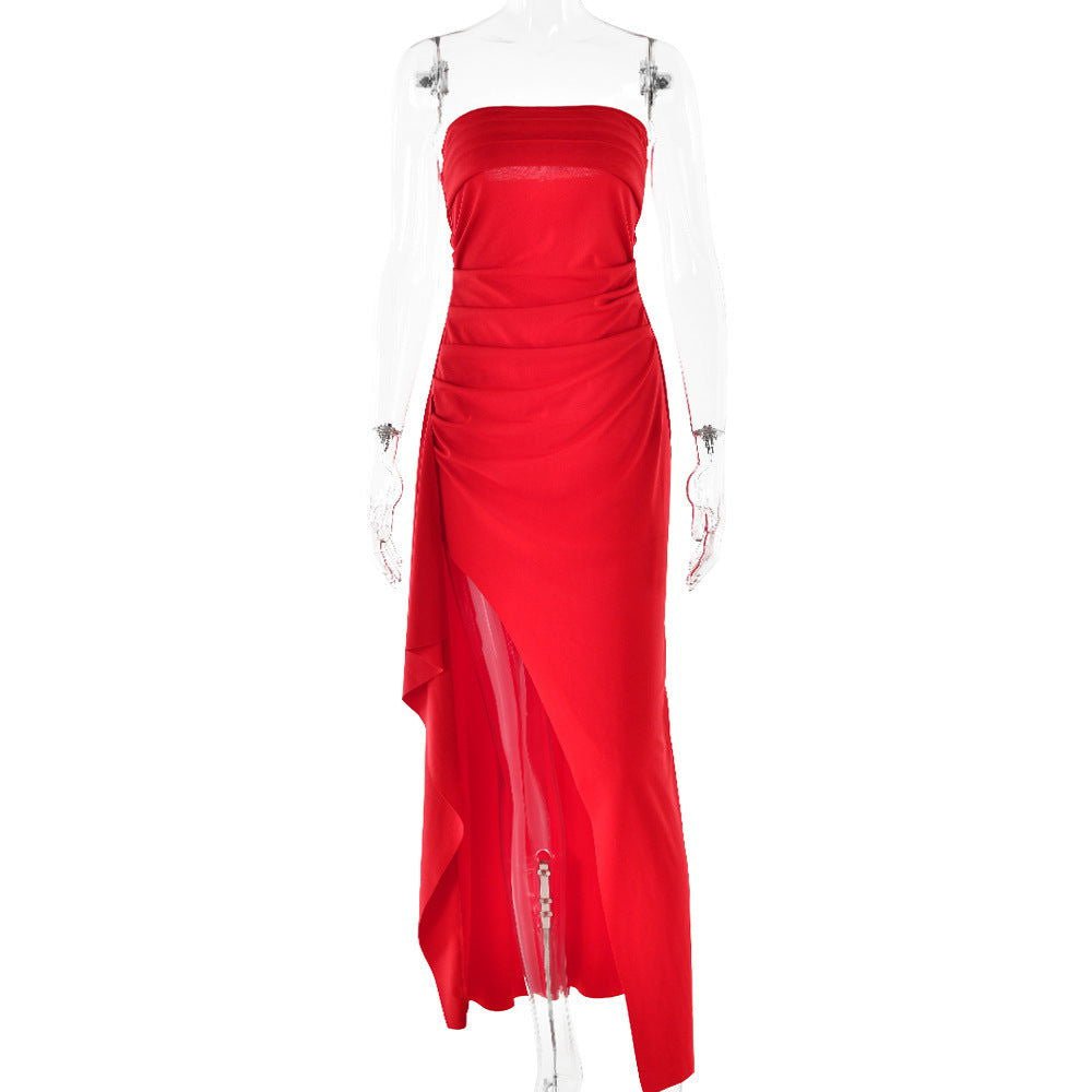 LovelyRLovely LovelyRLovely Women's Strapless Split Lo Red / L LovelyRLovely Women's Strapless Split Long Dress