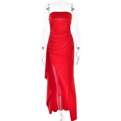 LovelyRLovely LovelyRLovely Women's Strapless Split Lo Red / L LovelyRLovely Women's Strapless Split Long Dress