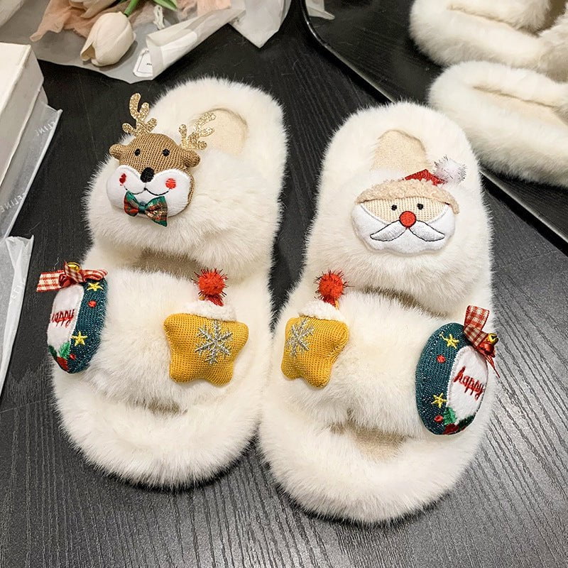 LovelyRLovely LovelyRLovely Women's Suede Cute Christm LovelyRLovely Women's Suede Cute Christmas Cartoon Slippers