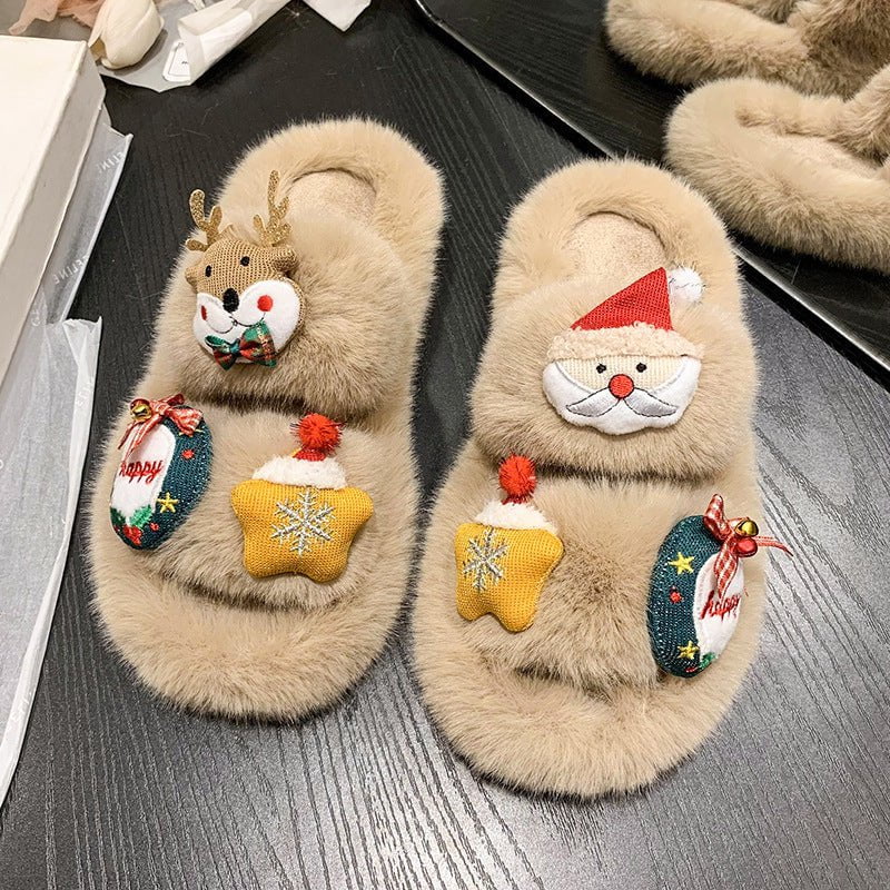 LovelyRLovely LovelyRLovely Women's Suede Cute Christm LovelyRLovely Women's Suede Cute Christmas Cartoon Slippers