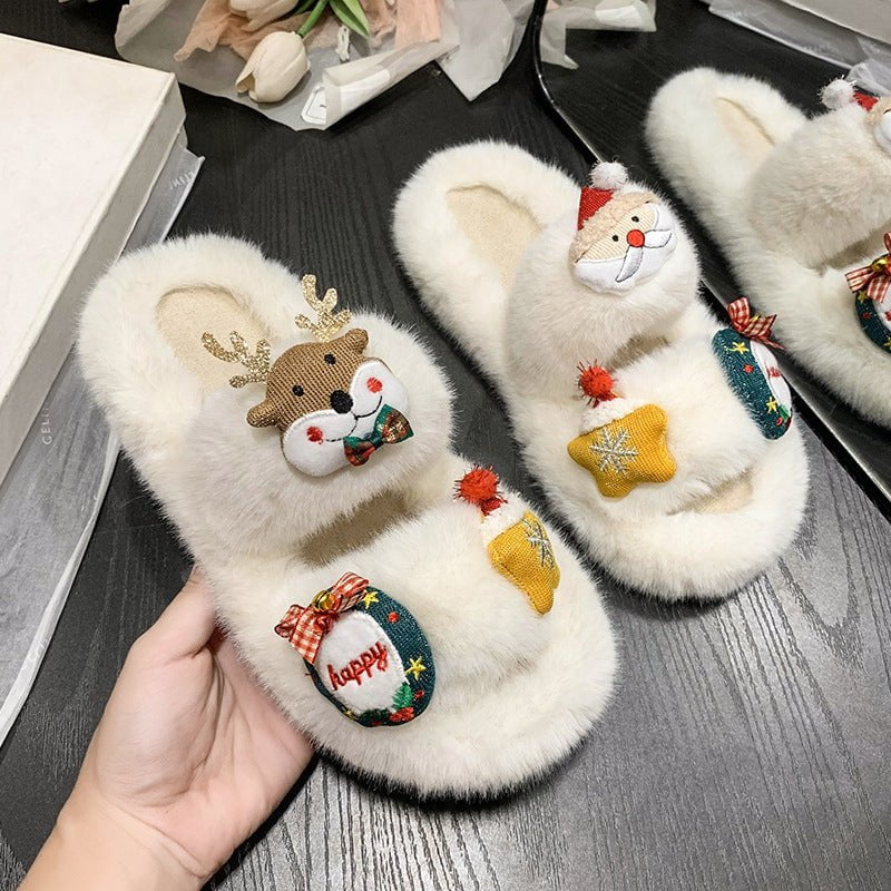 LovelyRLovely LovelyRLovely Women's Suede Cute Christm LovelyRLovely Women's Suede Cute Christmas Cartoon Slippers