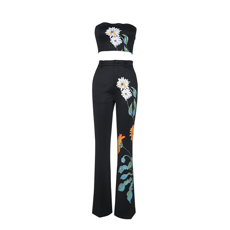 LovelyRLovely LovelyRLovely Women's Temperament Long P LovelyRLovely Women's Temperament Long Printed Pants Suit