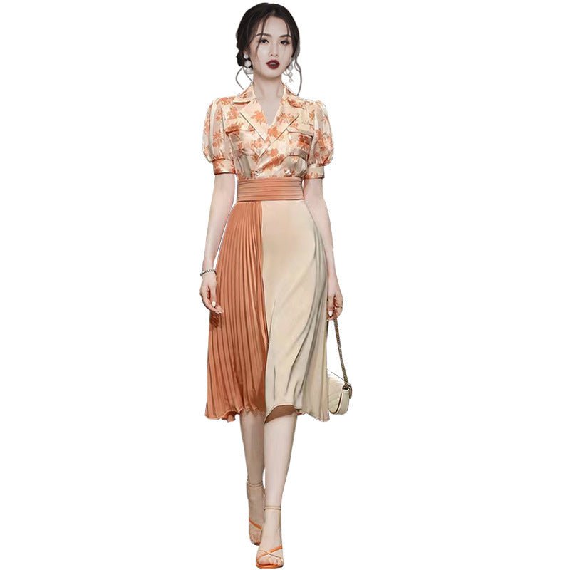 LovelyRLovely LovelyRLovely Women's Temperament Printe Orange / L LovelyRLovely Women's Temperament Printed Skirt 2pcs Set