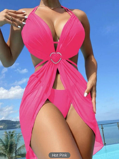 LovelyRLovely LovelyRLovely Women's Three-piece Bikini Dark Pink / L LovelyRLovely Women's Three-piece Bikini