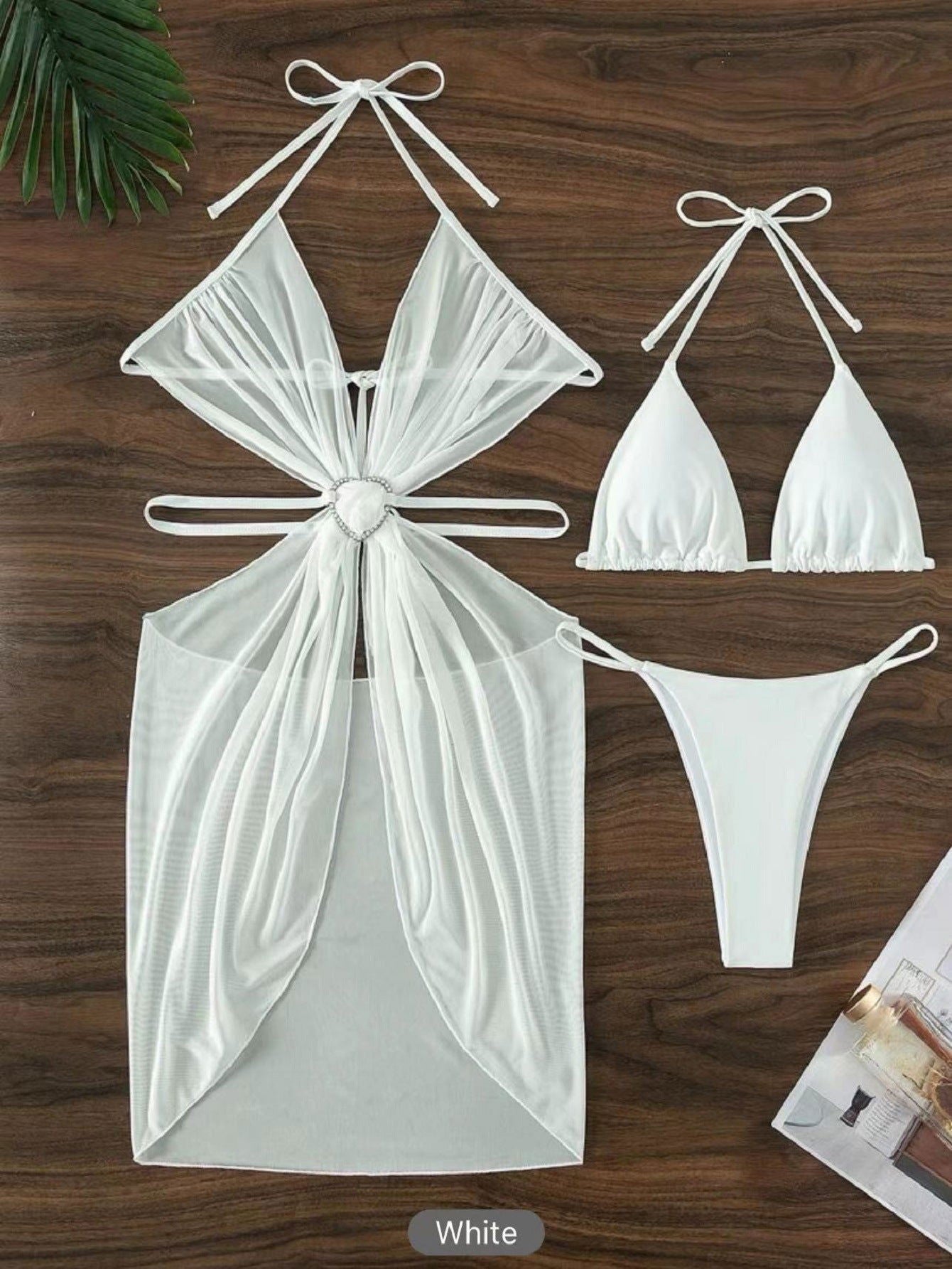 LovelyRLovely LovelyRLovely Women's Three-piece Bikini White / L LovelyRLovely Women's Three-piece Bikini