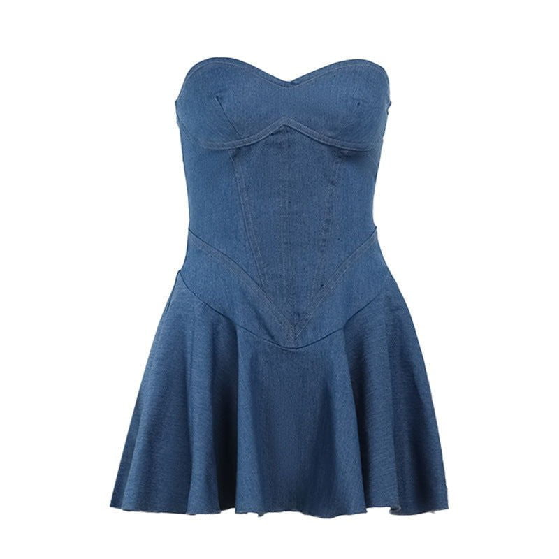 LovelyRLovely LovelyRLovely Women's Tube Top Denim Dre LovelyRLovely Women's Tube Top Denim Dress