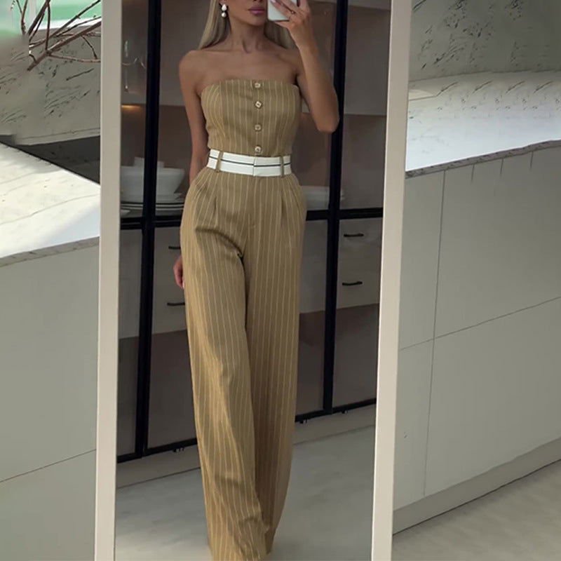 LovelyRLovely LovelyRLovely Women's Tube Top High Wais Matcha / L LovelyRLovely Women's Tube Top High Waist Wide-leg Jumpsuit