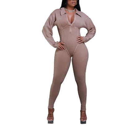 LovelyRLovely LovelyRLovely Women's V-neck Gigot Sleev L / Apricot LovelyRLovely Women's V-neck Gigot Sleeve Jumpsuit