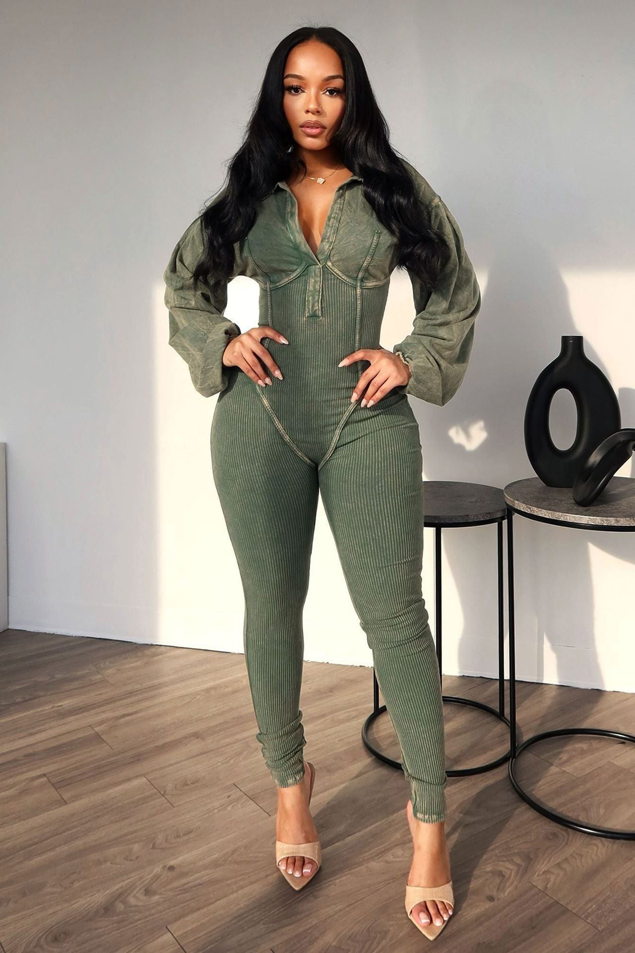 LovelyRLovely LovelyRLovely Women's V-neck Gigot Sleev LovelyRLovely Women's V-neck Gigot Sleeve Jumpsuit