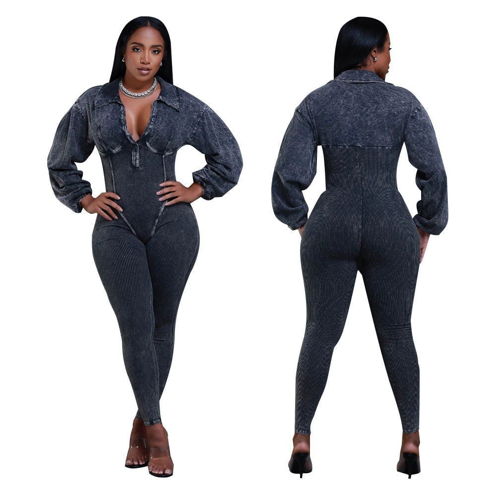 LovelyRLovely LovelyRLovely Women's V-neck Gigot Sleev LovelyRLovely Women's V-neck Gigot Sleeve Jumpsuit