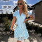 LovelyRLovely LovelyRLovely Women's V-neck Lace Zipper Sky Blue / L LovelyRLovely Women's V-neck Lace Zipper Dress