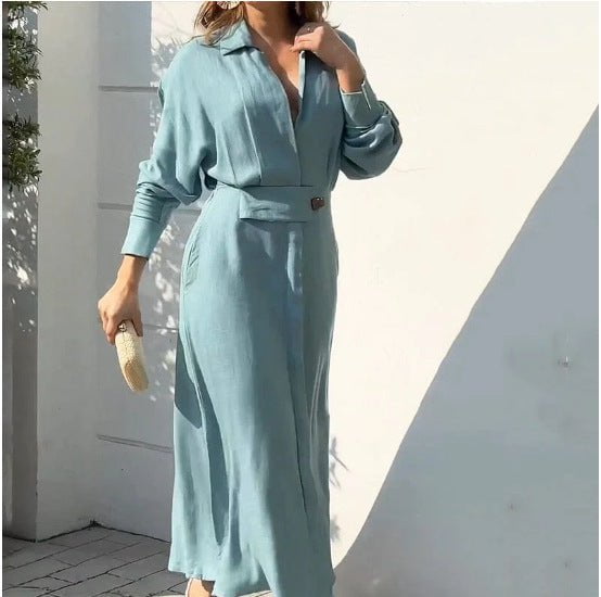 LovelyRLovely LovelyRLovely Women's V-neck Long Sleeve LovelyRLovely Women's V-neck Long Sleeve Lapel Dress