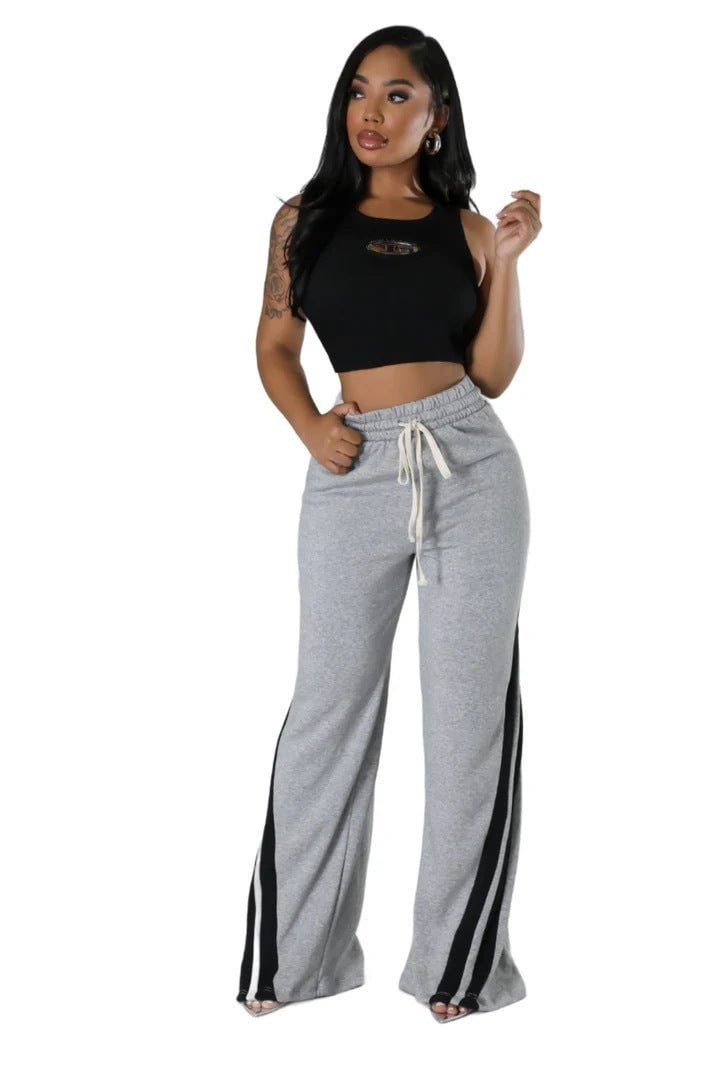 LovelyRLovely LovelyRLovely Women's Versatile Diagonal Gray / 3XL LovelyRLovely Women's Versatile Diagonal Striped Waist-tight Sweatpants