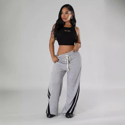 LovelyRLovely LovelyRLovely Women's Versatile Diagonal LovelyRLovely Women's Versatile Diagonal Striped Waist-tight Sweatpants