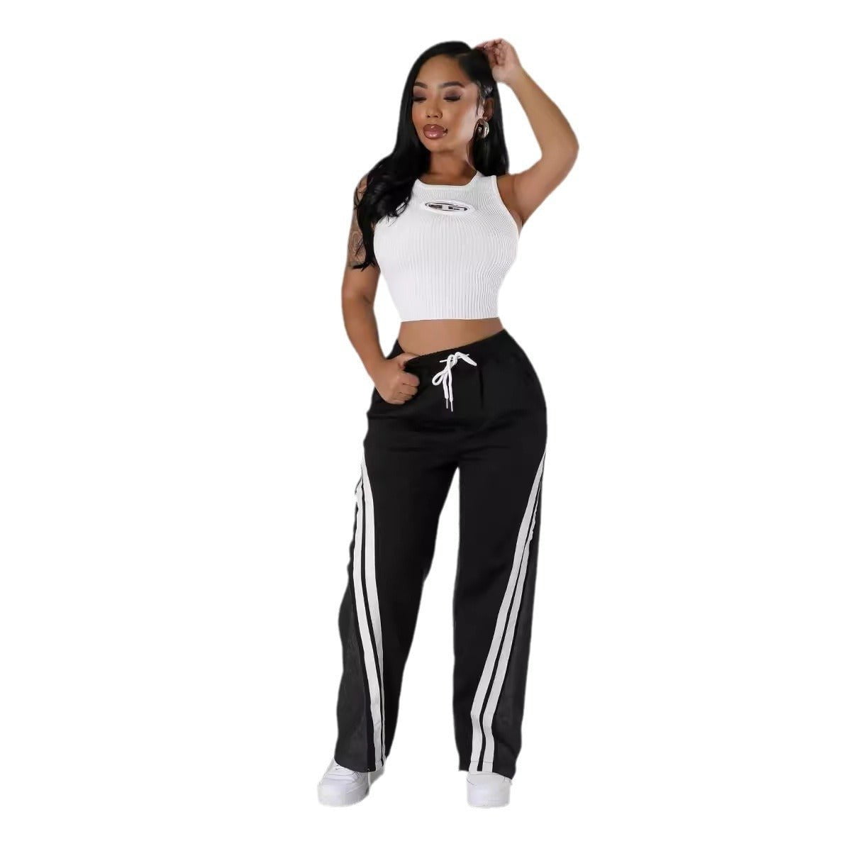 LovelyRLovely LovelyRLovely Women's Versatile Diagonal LovelyRLovely Women's Versatile Diagonal Striped Waist-tight Sweatpants