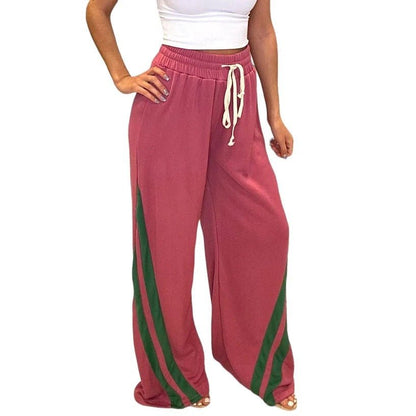 LovelyRLovely LovelyRLovely Women's Versatile Diagonal Rose Red / 3XL LovelyRLovely Women's Versatile Diagonal Striped Waist-tight Sweatpants