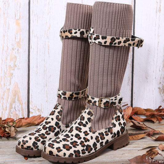 LovelyRLovely LovelyRLovely Women's Winter Mid Calf So Leopard print / Size35 LovelyRLovely Women's Winter Mid Calf Socks Boots