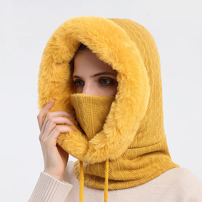 LovelyRLovely LovelyRLovely Women's Winter Thick Plush Turmeric LovelyRLovely Women's Winter Thick Plush Hat With Scarf