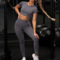 LovelyRLovely LovelyRLovely Women Seamless Yoga Sport Grey / C / L LovelyRLovely Women Seamless Yoga Sport Leggings Set