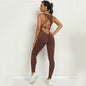 LovelyRLovely LovelyRLovely Yoga Jumpsuit V-shaped Bac Coffee / L LovelyRLovely Yoga Jumpsuit V-shaped Back Stretch Tight