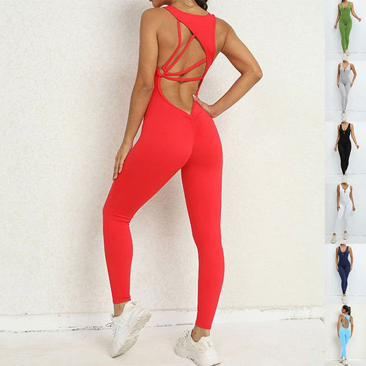 LovelyRLovely LovelyRLovely Yoga Jumpsuit V-shaped Bac LovelyRLovely Yoga Jumpsuit V-shaped Back Stretch Tight