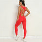 LovelyRLovely LovelyRLovely Yoga Jumpsuit V-shaped Bac Red / L LovelyRLovely Yoga Jumpsuit V-shaped Back Stretch Tight