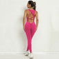 LovelyRLovely LovelyRLovely Yoga Jumpsuit V-shaped Bac Rose Red / L LovelyRLovely Yoga Jumpsuit V-shaped Back Stretch Tight