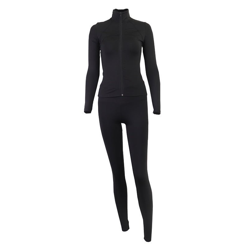 LovelyRLovely LovelyRLovely Zipper Stand Collar Fitnes Black / L LovelyRLovely Zipper Stand Collar Fitness Jacket & Pants Suit