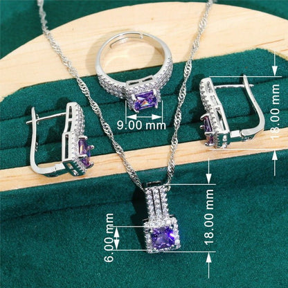 LovelyRLovely LovelyRLovely Zircon Bracelet Necklace E LovelyRLovely Zircon Bracelet Necklace Earring Ring Set