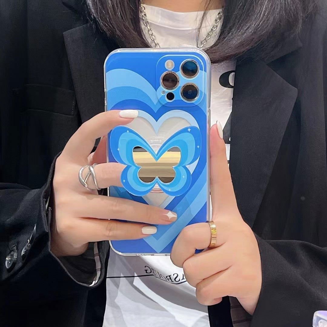 LovelyRLovely LovelyRLovey Color Butterfly Phone Case Blue / Mobile phone case and bracket / IPhone 12promax LovelyRLovey Butterfly Phone Case With Pop-Socket