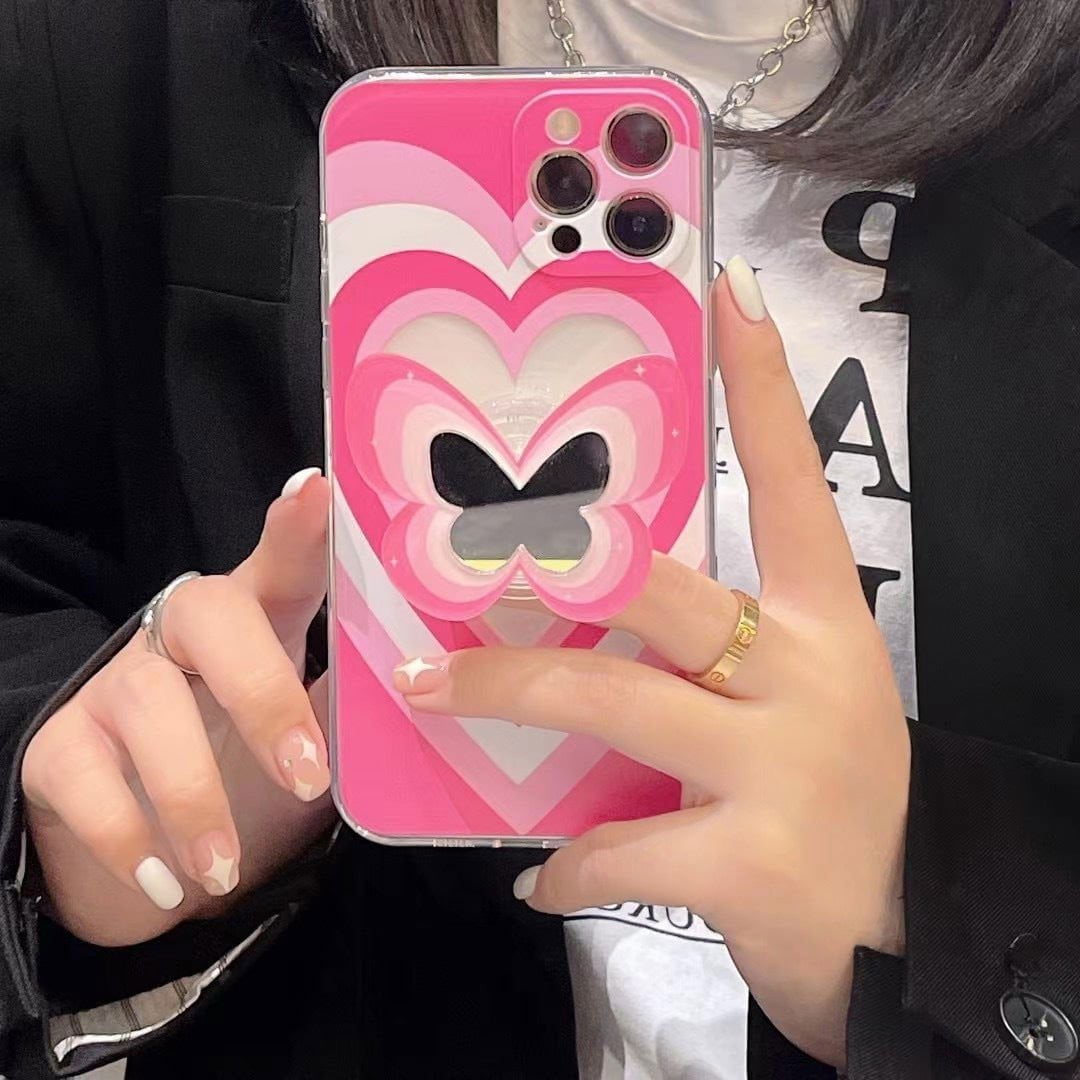 LovelyRLovely LovelyRLovey Color Butterfly Phone Case Dark pink / Mobile phone case and bracket / IPhone 12promax LovelyRLovey Butterfly Phone Case With Pop-Socket