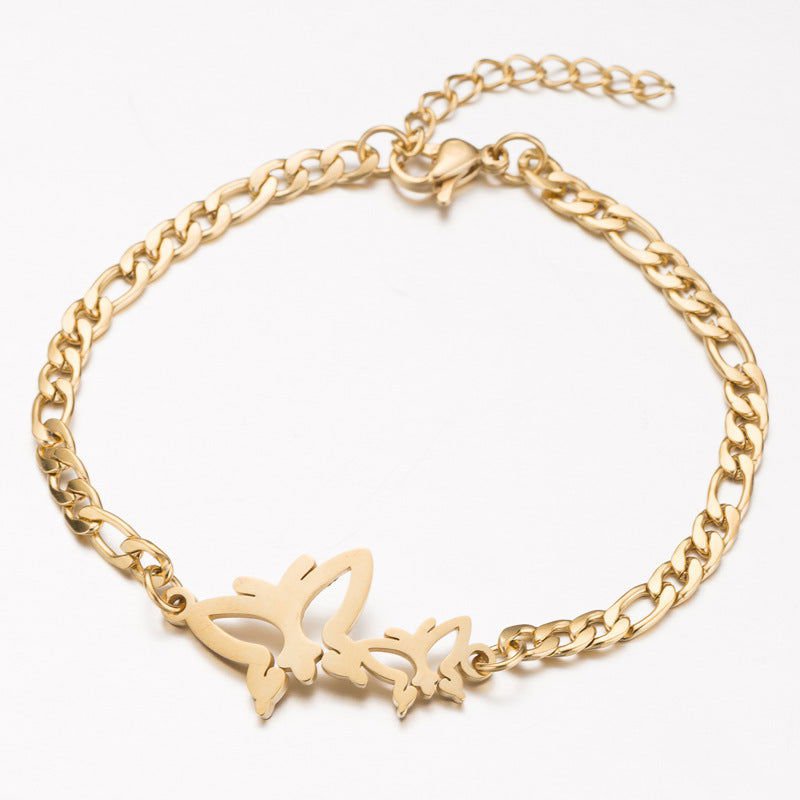 LovelyRLovely LovelyRLovey Gold Color Charms Bracele Big Butterfly LovelyRLovey Gold Color Charms Bracelet