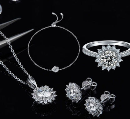 LovelyRLovely LovelyRovely Three Piece 925 Silver Neck LovelyRovely Three Piece 925 Silver Necklace Earring Bracelet Set