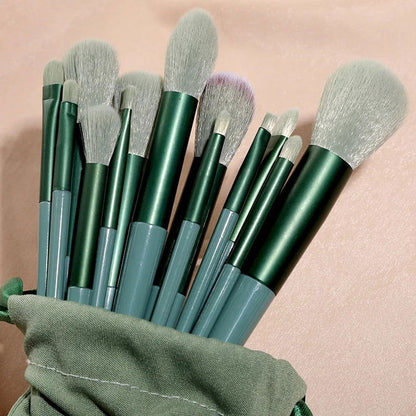 LovelyRLovely makeup brush 13pcs green bag LovelyRLovely Professional Makeup Brushes Set